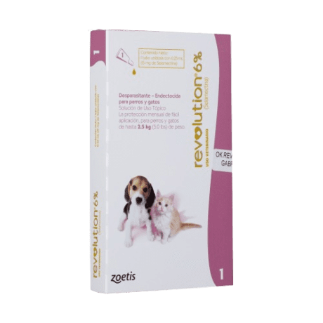 REVOLUTION DESPARASITANTE ENDECTOCIDA PARA PERROS Y GATOS (Hasta 2.5kg)
