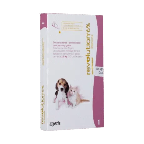 REVOLUTION DESPARASITANTE ENDECTOCIDA PARA PERROS Y GATOS (Hasta 2.5kg)
