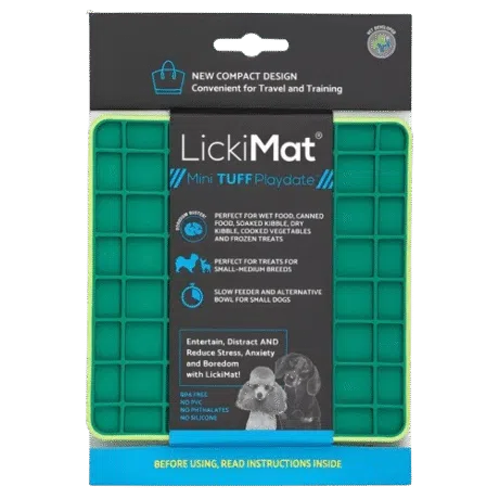 LickiMat Comedero Antivoracidad Mini Tuff Playdate Verde para Perros